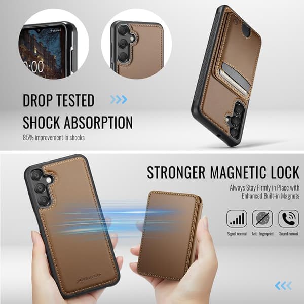 JEEHOOD Mobilskal till Samsung Galaxy A15 5G Konstläder - Brun Brun