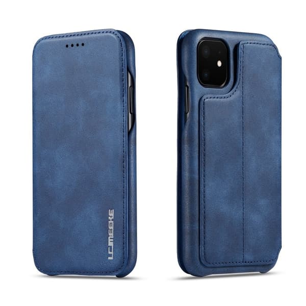 LC.IMEEKE Mobilskal till iPhone 11 Retro Stil Äkta Läder - Blå