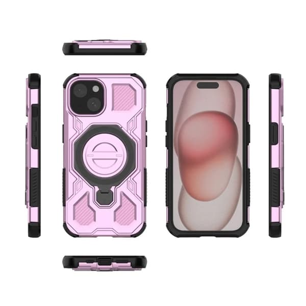 Mobilskal till iPhone 15 Plast Shockproof Med Ställ - Rosa Rosa
