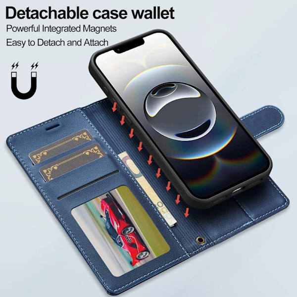 LC.IMEEKE L2 Series iPhone 16e Plånboksfodral Konstläder - Blå