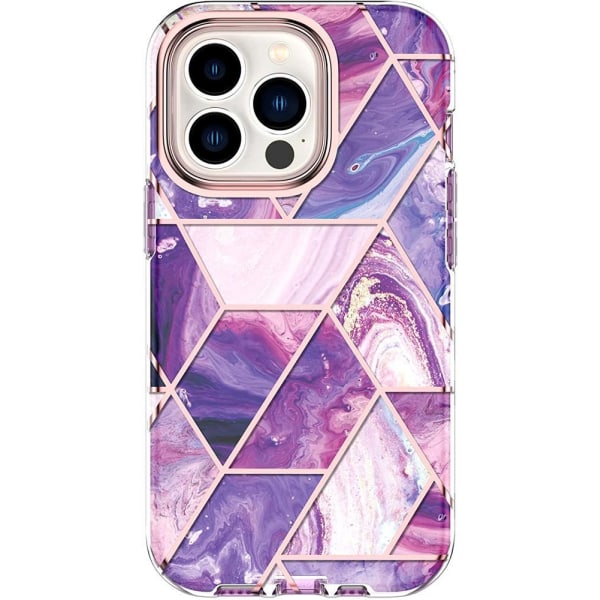 Marble Grid 360° Skal iPhone 13 Pro Max - Lila