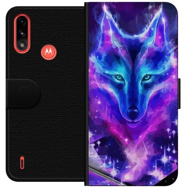 Pung Taske til Motorola Moto E7 Power med Neon Wolf