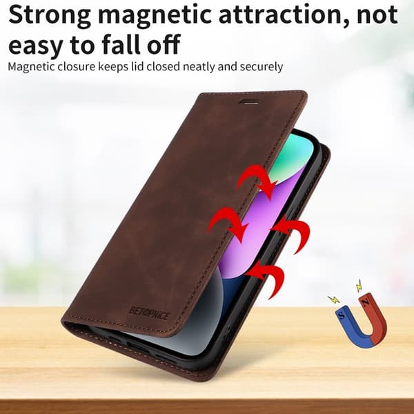 BETOPNICE Oppo Find X9 Pro 5G Plånboksfodral Konstläder RFID-Skydd - Brun