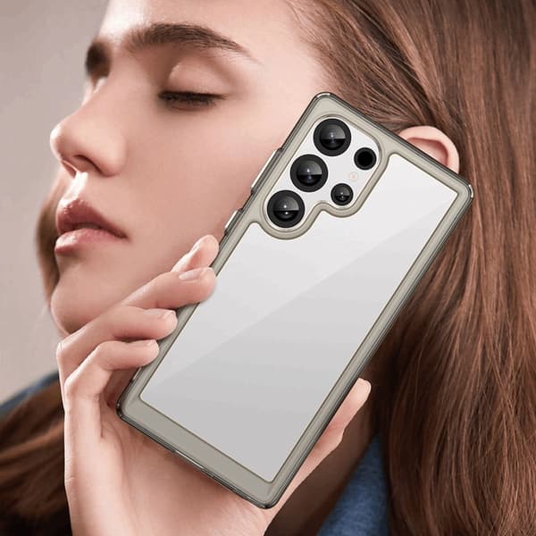 Telefontaske til Galaxy S25 Ultra Outer Space med Ramme - Gennemsigtig/Sort Transparent