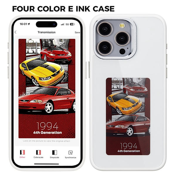 Mobilskal till iPhone 14 Pro Max E Ink 4-Color Display Customized - Vit Vit