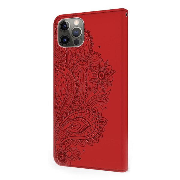 Blommor iPhone 13 Pro Max Plånboksfodral - Röd Röd