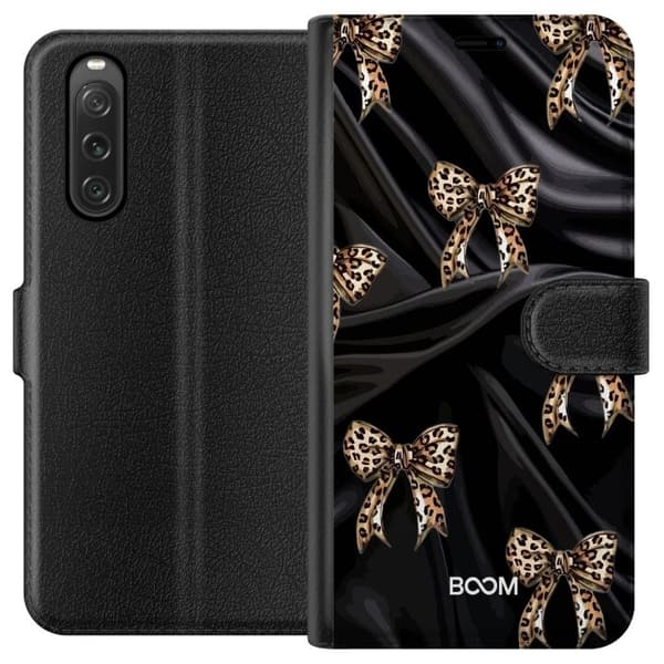 Sony Xperia 10 V Pung Taske med Leopard Sløjfe