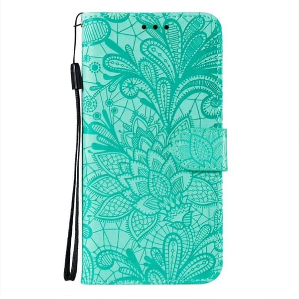 Samsung Galaxy S26 Plånboksfodral Spetsblommor Konstläder Flip - Grön