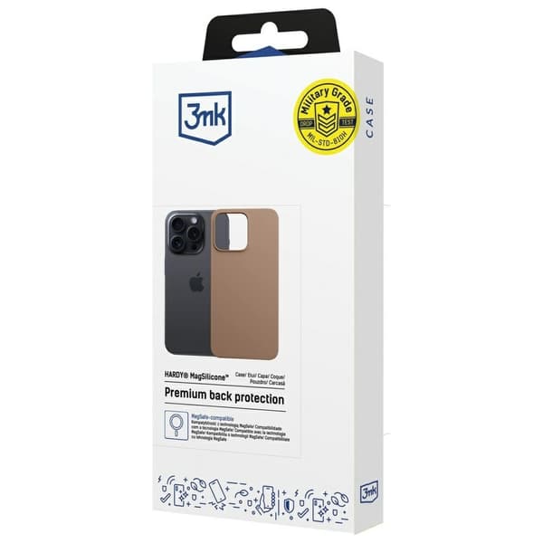 3MK Telefontaske til iPhone 15 Pro Max MagSafe Silicone Hardy - Brun