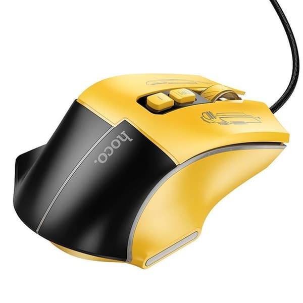 Hoco Wired Gaming Mus USB-A 3600DPI - Svart/Gul Svart
