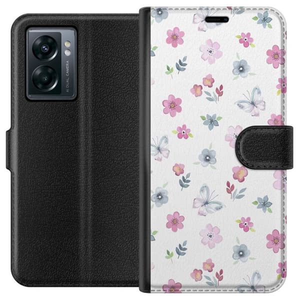 Pung Etui til OnePlus Nord N300 med Blomster og Sommerfugle