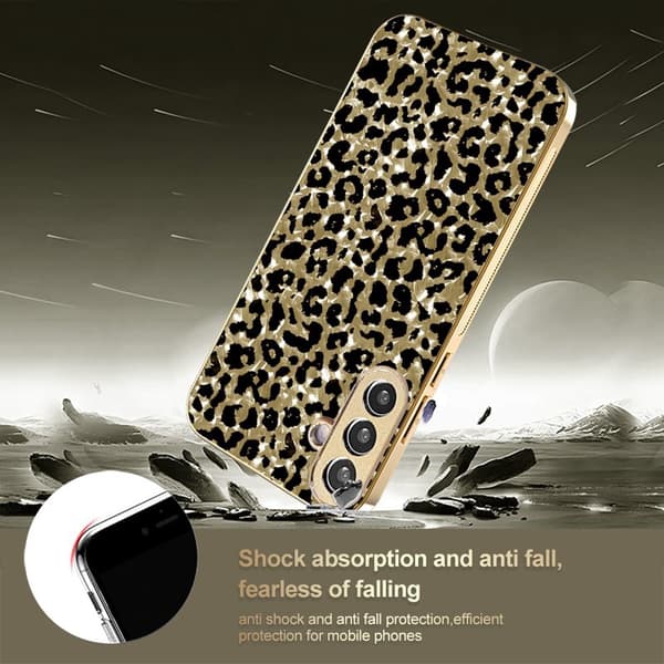 Mobilskal för Samsung Galaxy S26 Plus Leopardmönster PC + TPU - Guld