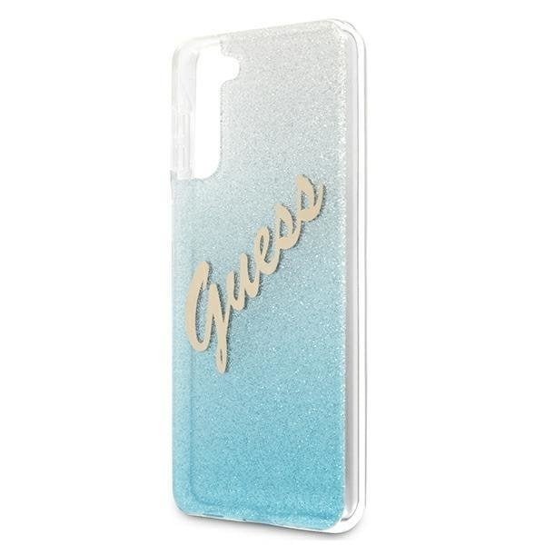 Guess Skal Galaxy S21 Plus Glitter Gradient Script - Sininen Blue