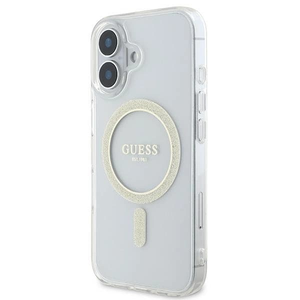 Guess iPhone 16 Mobilskal MagSafe IML Glitter Circle - Transparent Transparent