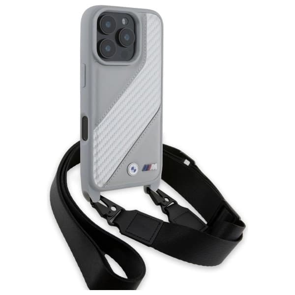 BMW Mobilskal till iPhone 16 Pro Carbon Stripe & Strap - Grå