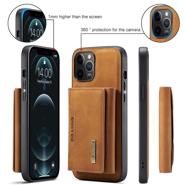 DG.MING Konstläder Plånboksfodral för iPhone 13 mini 5.4 tum - Brun