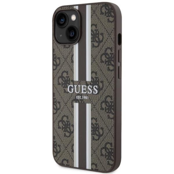 Guess iPhone 14 Plus Mobilskal MagSafe 4G Printed Stripes Brun Brun