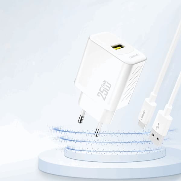 Dudao Hurtigoplader 25W A27S GaN USB-A - Hvid Vit
