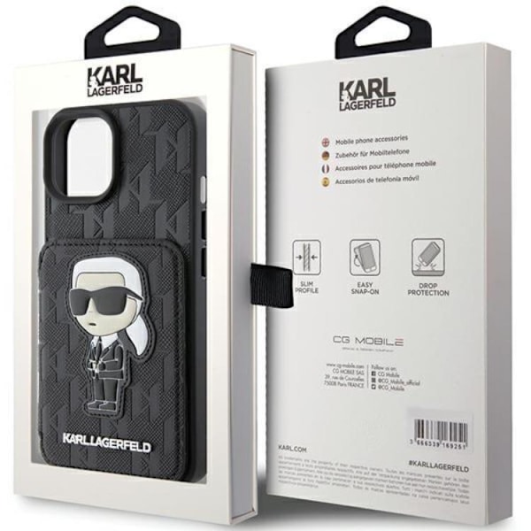 Karl Lagerfeld iPhone 15 Pro Max Mobilskal Korthållare Monogram Ikonik Svart