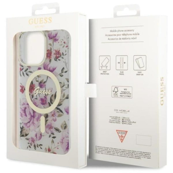 Guess iPhone 14 Pro Mobilskal MagSafe Flower - Transparent