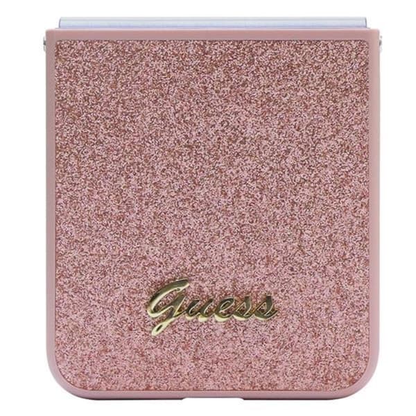 Guess Mobilskal till Galaxy Z Flip 5 Glitter Script - Rosa Rosa