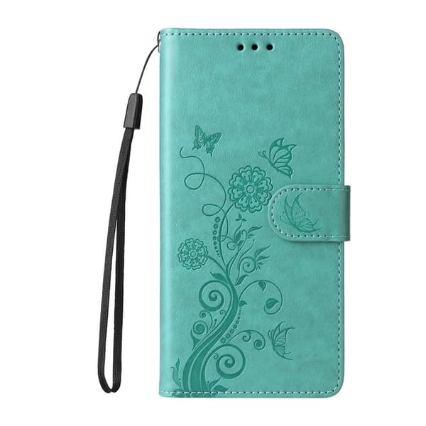 Samsung Galaxy S26 Edge Plånboksfodral Konstläder Blomtryck Ställ - Grön