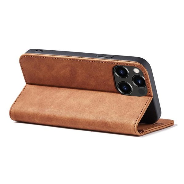 iPhone 12 Pro Wallet Case Magnet Fancy - Brun