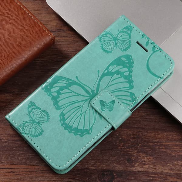 OnePlus 15 5G Konstläder Plånboksfodral Floral Butterfly Imprinted Grön