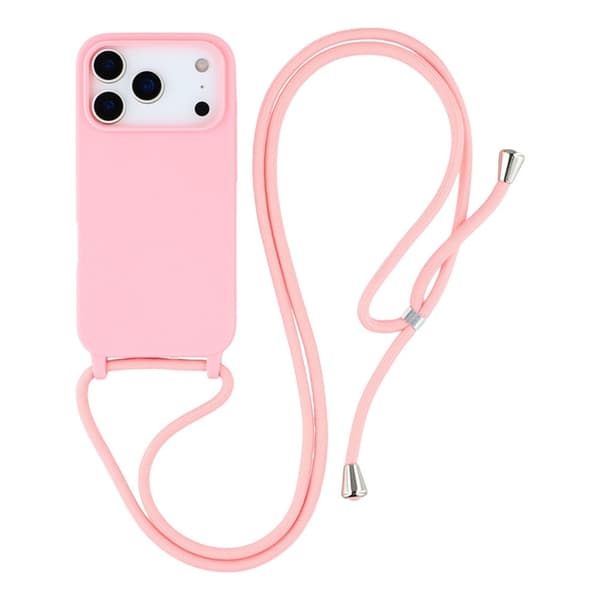 Mobilskal till iPhone 17 Pro Max TPU Shockproof med Lanyard - Rosa Rosa