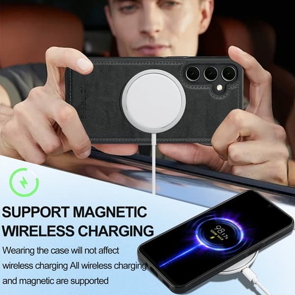LC.IMEEKE Samsung Galaxy S24 FE Plånboksfodral Konstläder - Svart