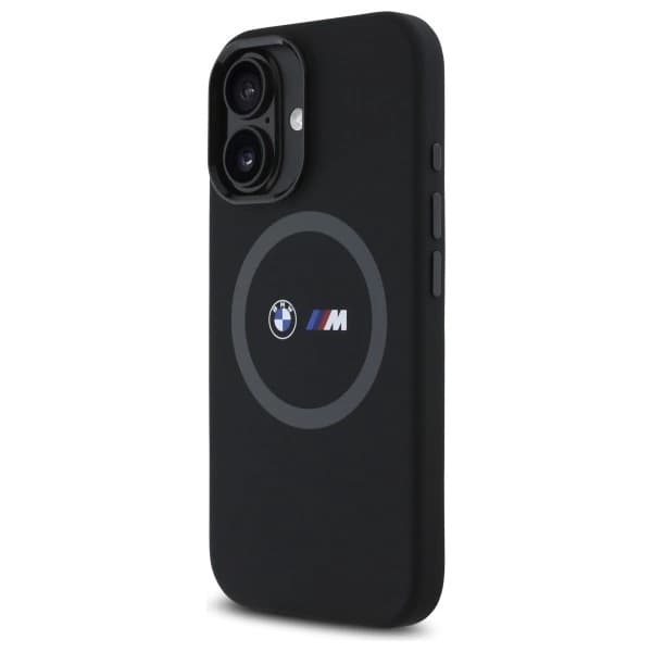 BMW telefontaske til iPhone 16 MagSafe silikone trykt ring - sort Black