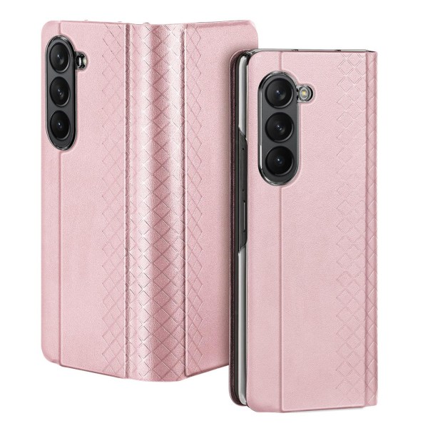 Dux Ducis Galaxy Z Fold 5 Pungetui Bril Læder Flip - Rosa