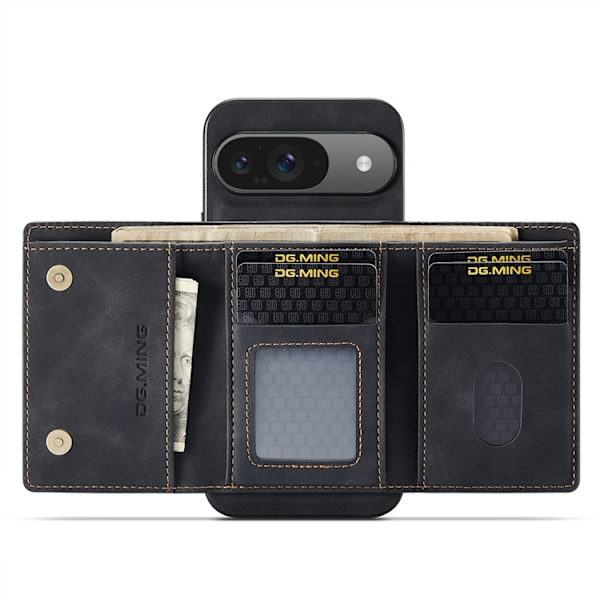 DG.MING Google Pixel 10 Pro/10 Konstläder Plånboksfodral Detatchable M1 Svart