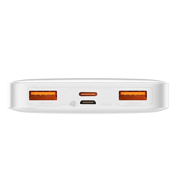 Baseus Powerbank 10000 mAh 20W Bipow + Micro-USB Kabel - Vit Vit