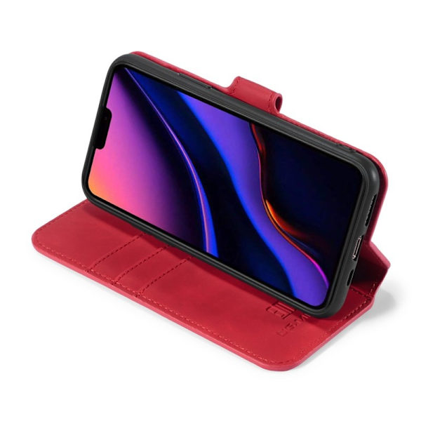 DG.MING Plånboksfodral Konstläder för iPhone 11 Pro - Röd