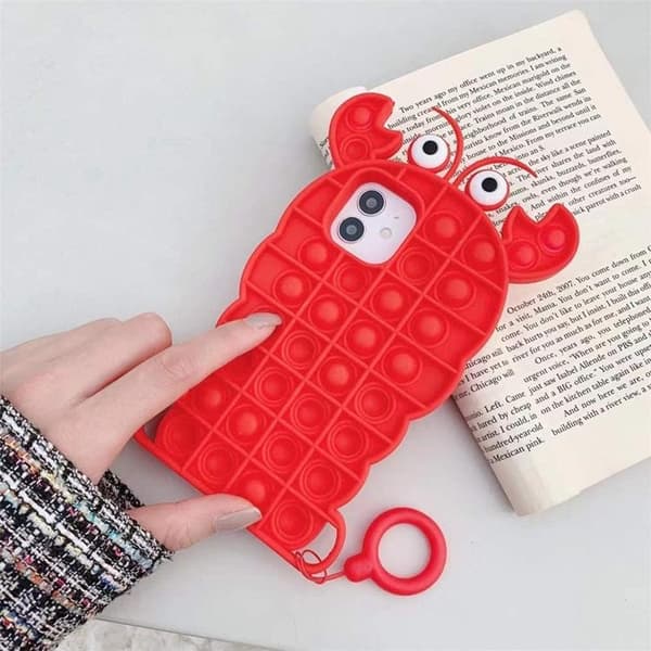 Crab Pop it Fidget Cover til iPhone 7/8/SE 2020 - Rød Red