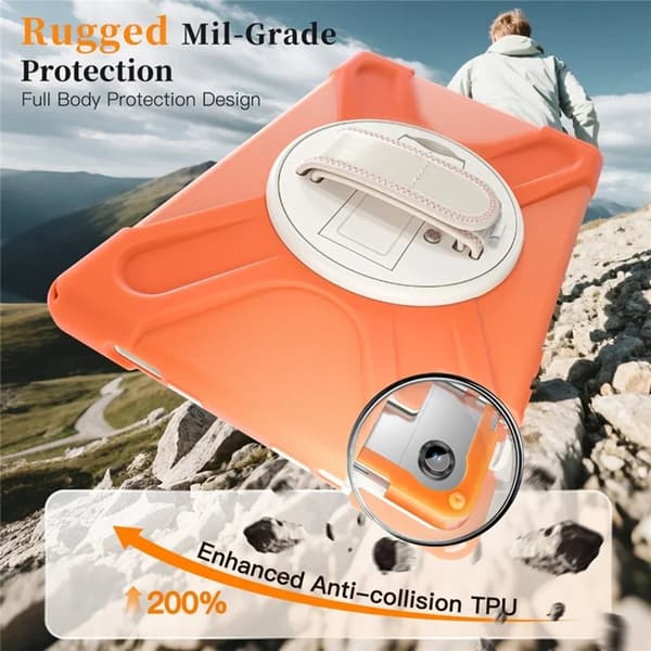 Mobilskal till Galaxy Tab A11 Plus Kickstand Silikon Axelrem Orange