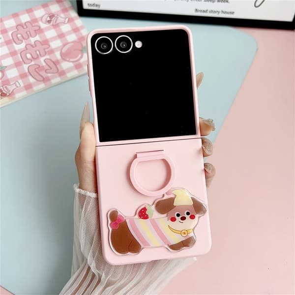Mobilskal till Galaxy Z Flip 7 Silikon Ring Med Sticker - Ljusrosa Rosa