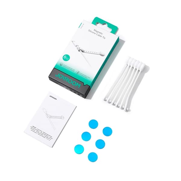 [6-Pack] Joyroom Silikon Magnetiska Kabelband - Vit