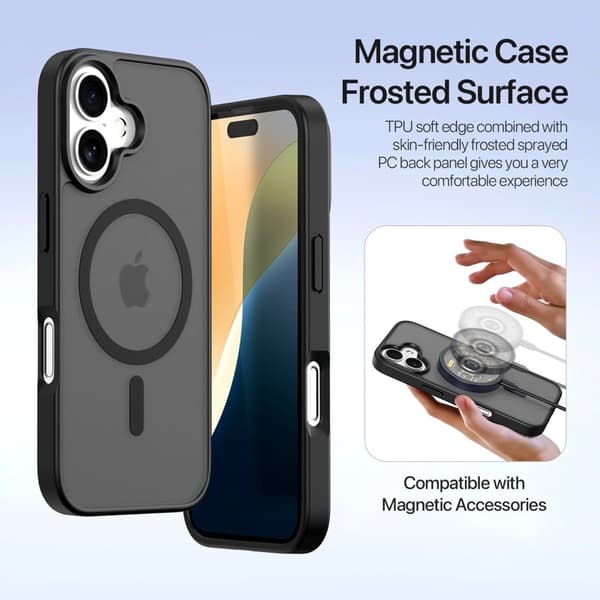 DUX DUCIS Lawa Series iPhone 16 Plus Plånboksfodral Äkta läder - Svart