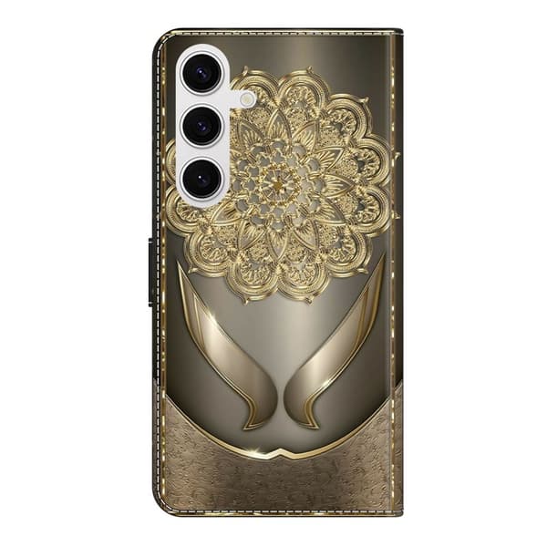 Samsung Galaxy S26 Plus Plånboksfodral Mönstertryck Konstläder Flip Ställ - Guld