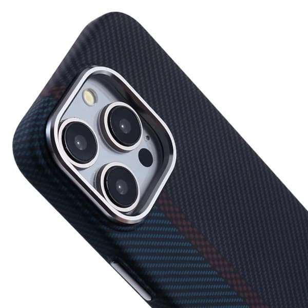 Mobilskal till iPhone 15 Pro Max Magsafe Kevlar Aramid Fiber - Blå/Röd Blå