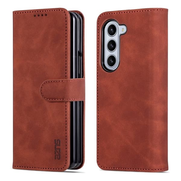 AZNS Samsung Galaxy Z Fold5 Plånboksfodral Konstläder - Brun