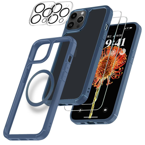[6in1] BOOM iPhone 14 Pro Max-cover, kameralinsebeskytter, hærdet glas