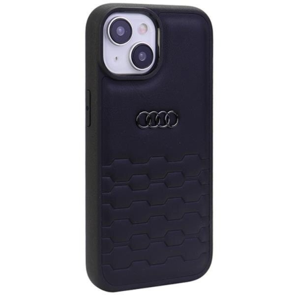 Audi iPhone 15 Plus matkapuhelimen suojakuori synteettistä nahkaa - musta