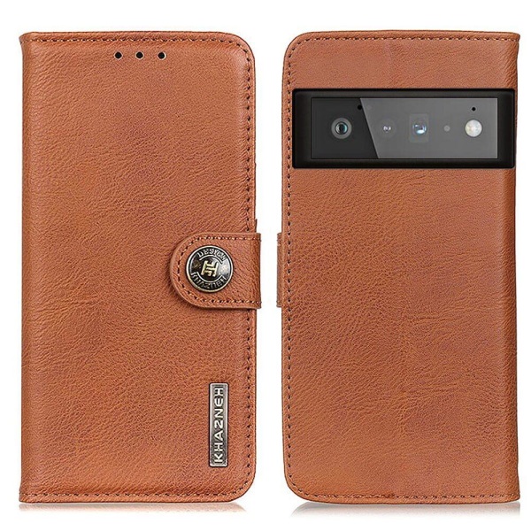 Khazneh Retro Wallet Case Google Pixel 6 Prolle - ruskea Brown