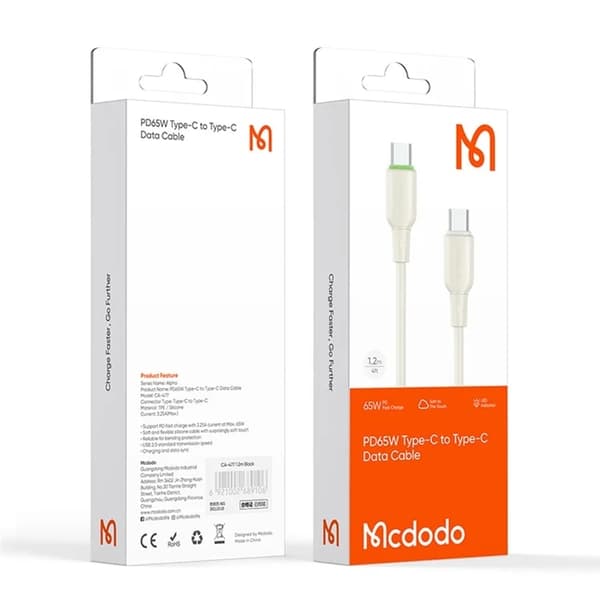 MCDODO USB-C - USB-C 65W Kabel 1.2M CA-477 Alpha - Beige Beige