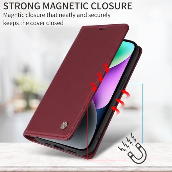 YIKATU Oppo Find X9 Pro 5G Plånboksfodral Konstläder - Vinröd