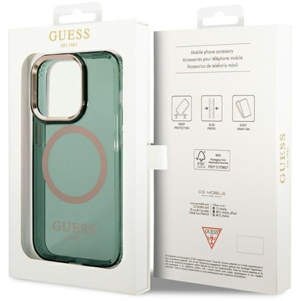 Guess iPhone 14 Pro Max Mobilskal Magsafe Guld Outline - Khaki
