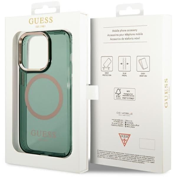 Guess Mobilskal till iPhone 14 Pro Max Magsafe Guld Outline - Khaki